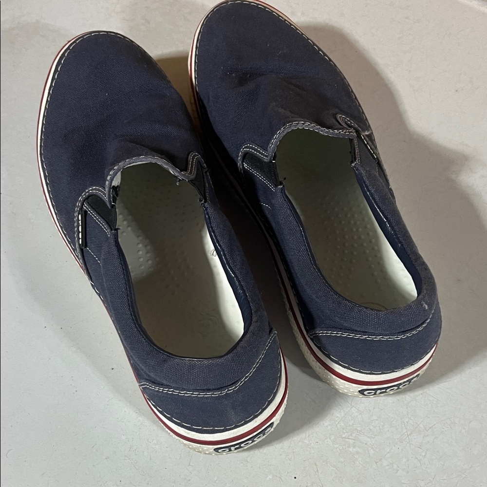 CROCS Men’s Navy Slip-On Shoes with White Trim